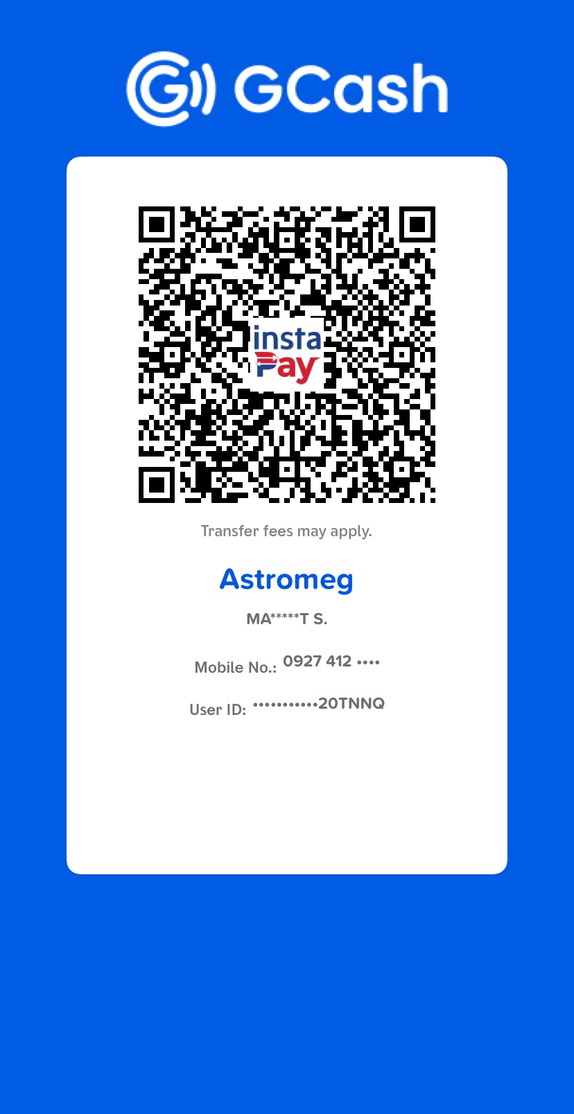 Astromeg GCash QR code for Oracle payment